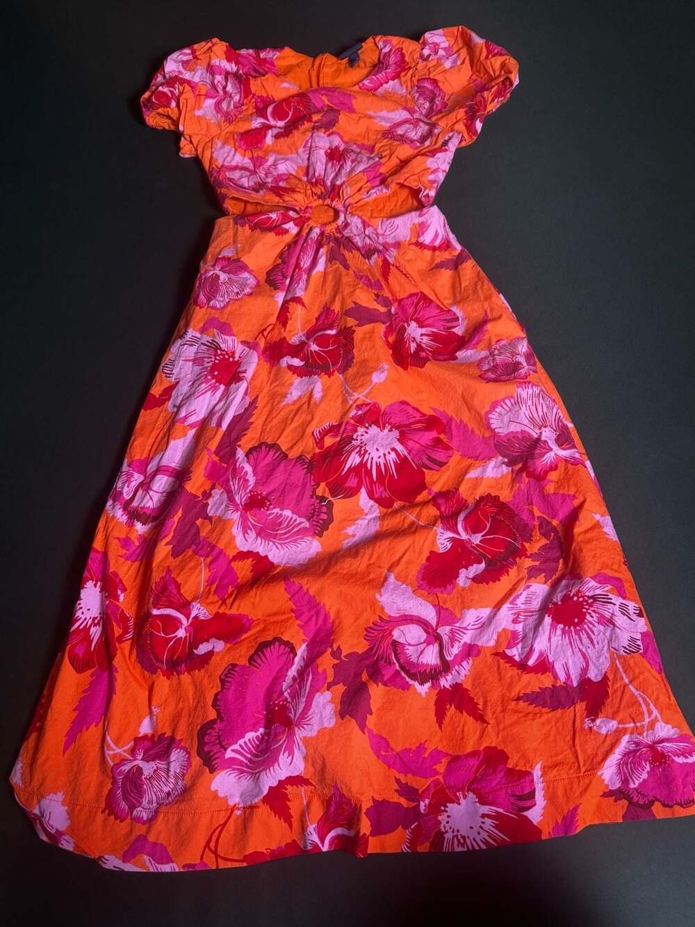 Scoop Floral Cutout Ring Midi Dress Size XS (0-2)